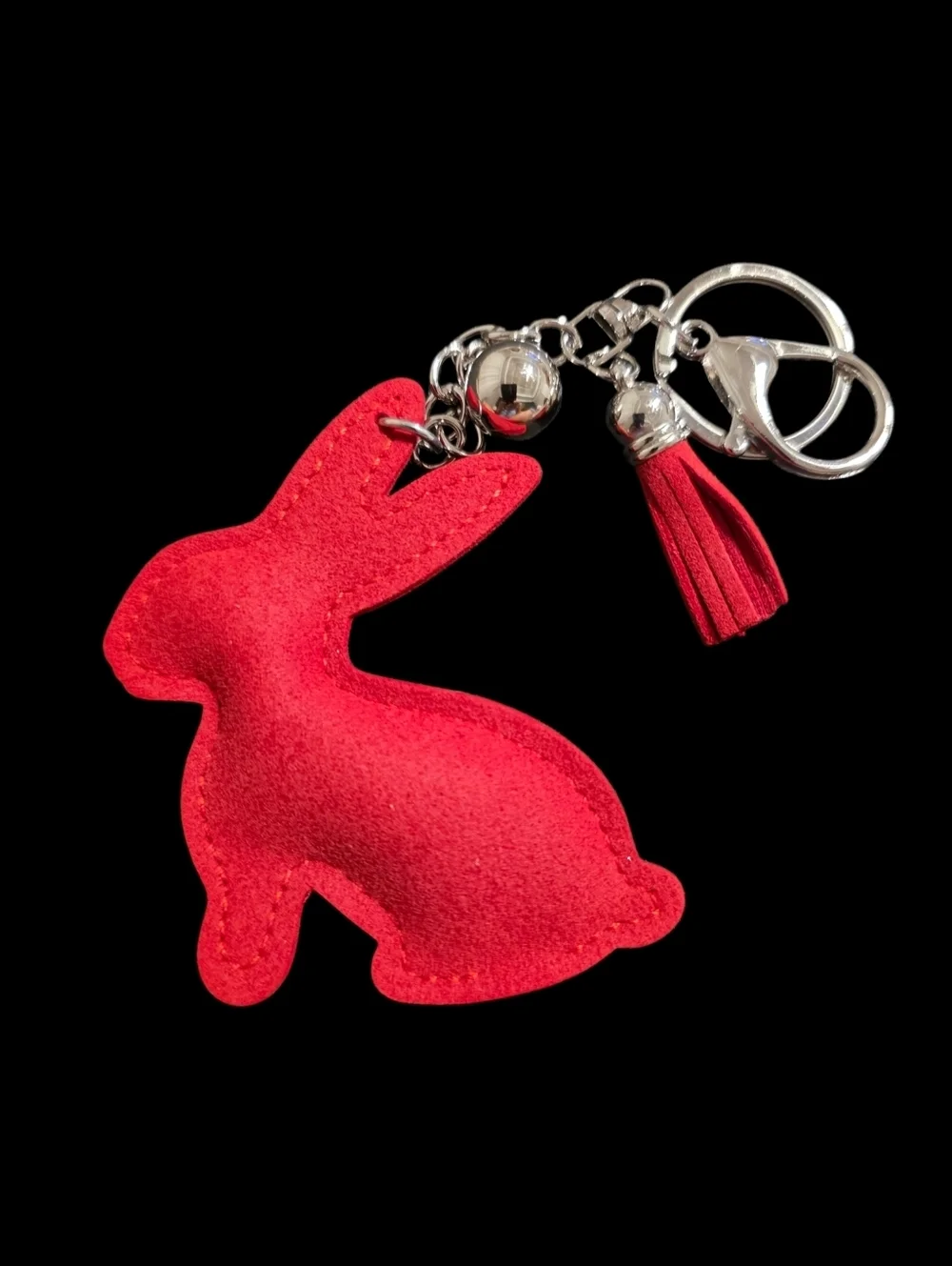 Red Rhinestone Bunny Bag Charm Keychain